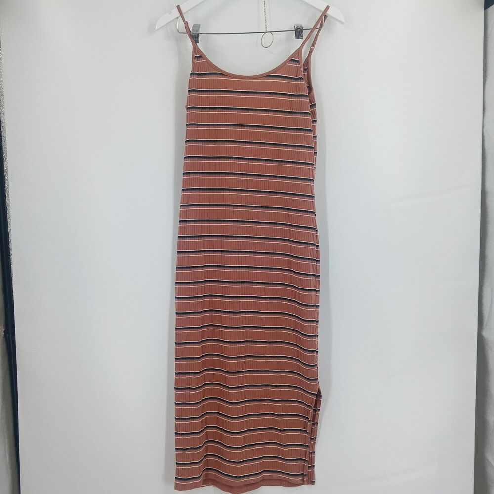 Wild Fable Brown Striped Ribbed Knit Sleeveless Dress Size Large